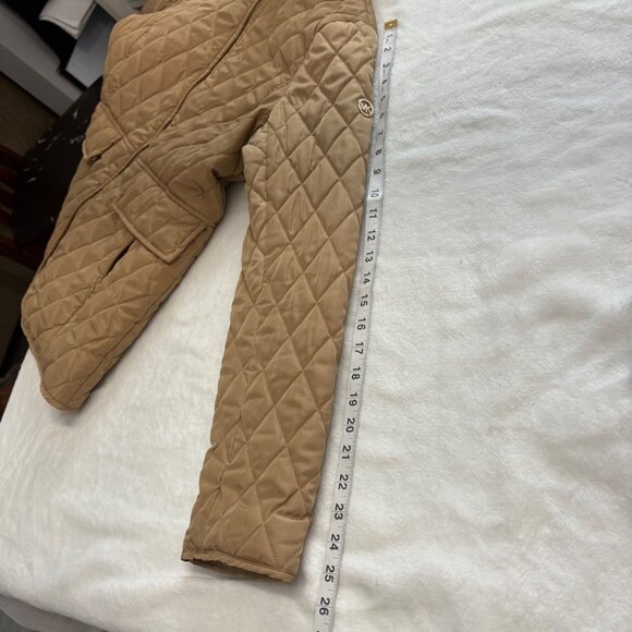 Michael Kors Tan Quilted Jacket W/ Sherpa Collar Zip Closure Womens Size M - Picture 13 of 16